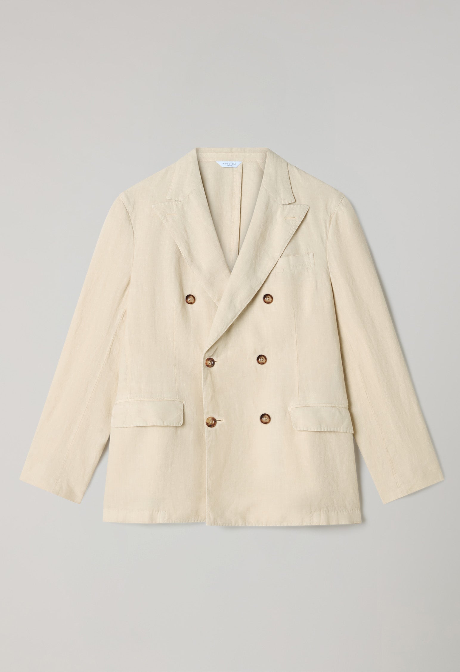 Beige Garment Dyed Linen Double-Breasted Dover Suit