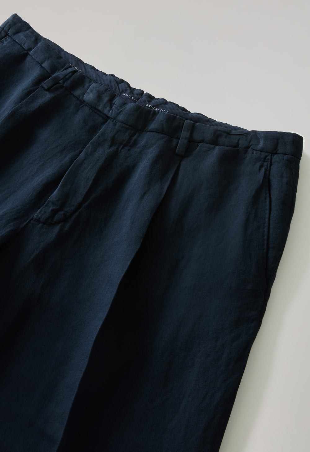 Blue Garment Dyed Cotton Linen Satin Double-Breasted Dover Suit