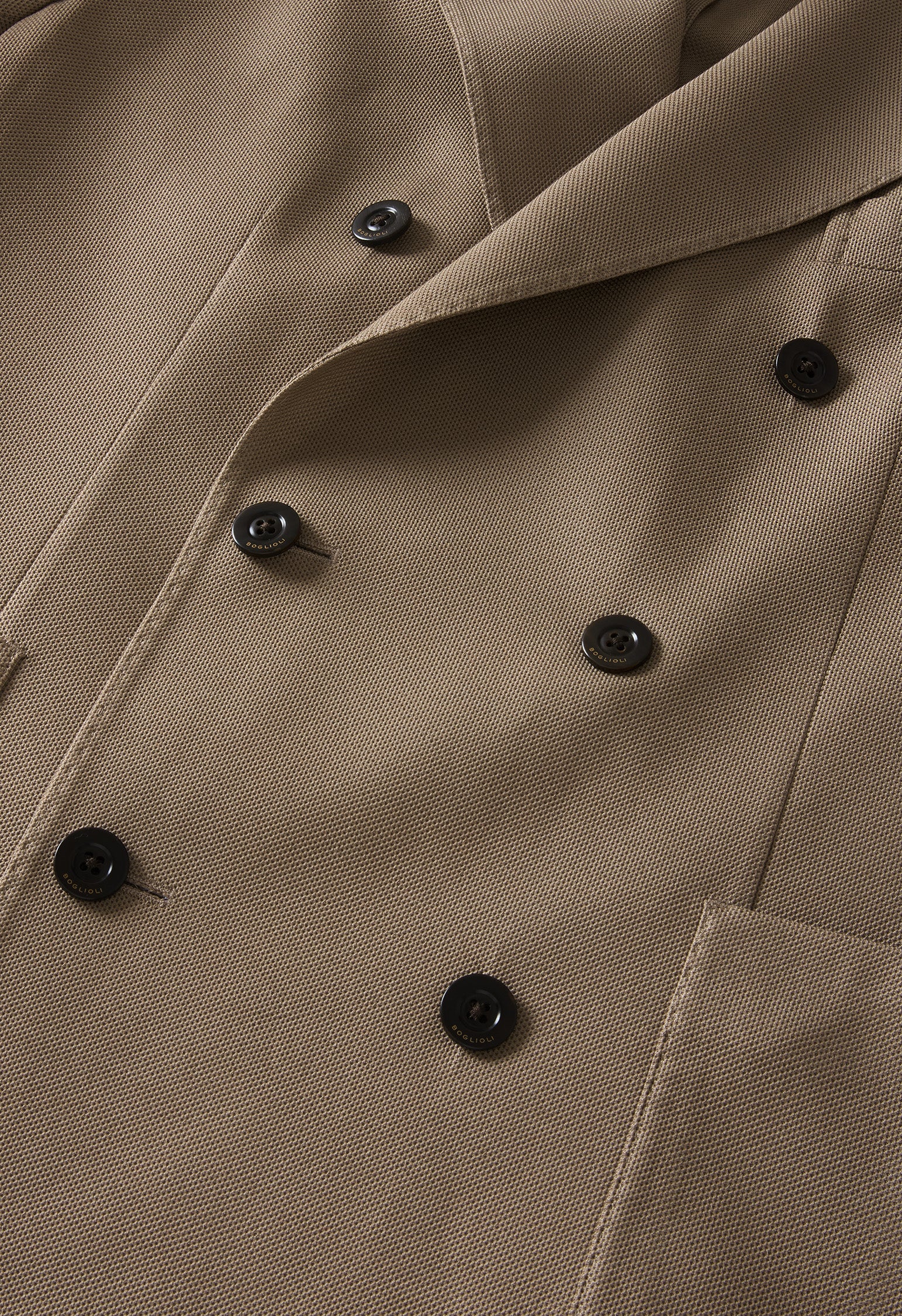 Beige Cotton Jersey Double-Breasted Dover Jacket
