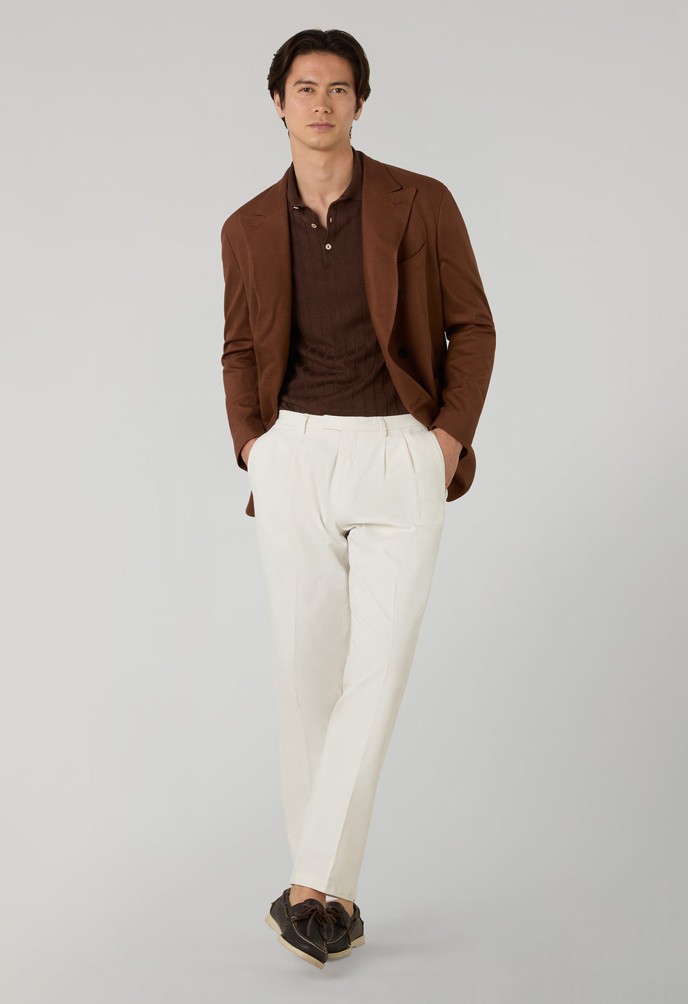 Cinnamon Cotton Jersey Double-Breasted Dover Jacket