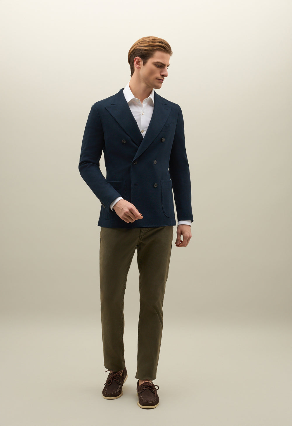 Blue Cotton Jersey Double-Breasted Dover Jacket