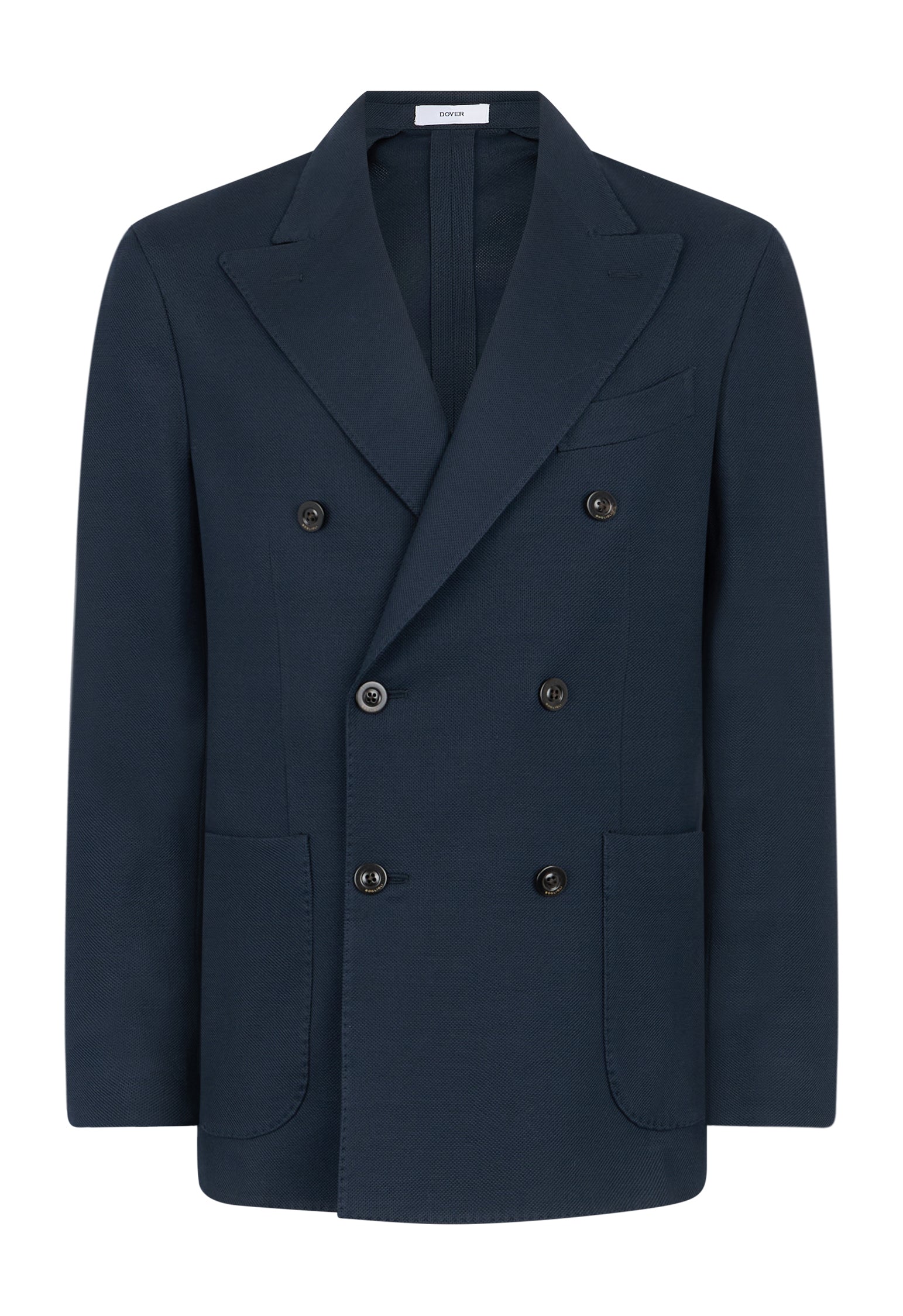 Blue Cotton Jersey Double-Breasted Dover Jacket