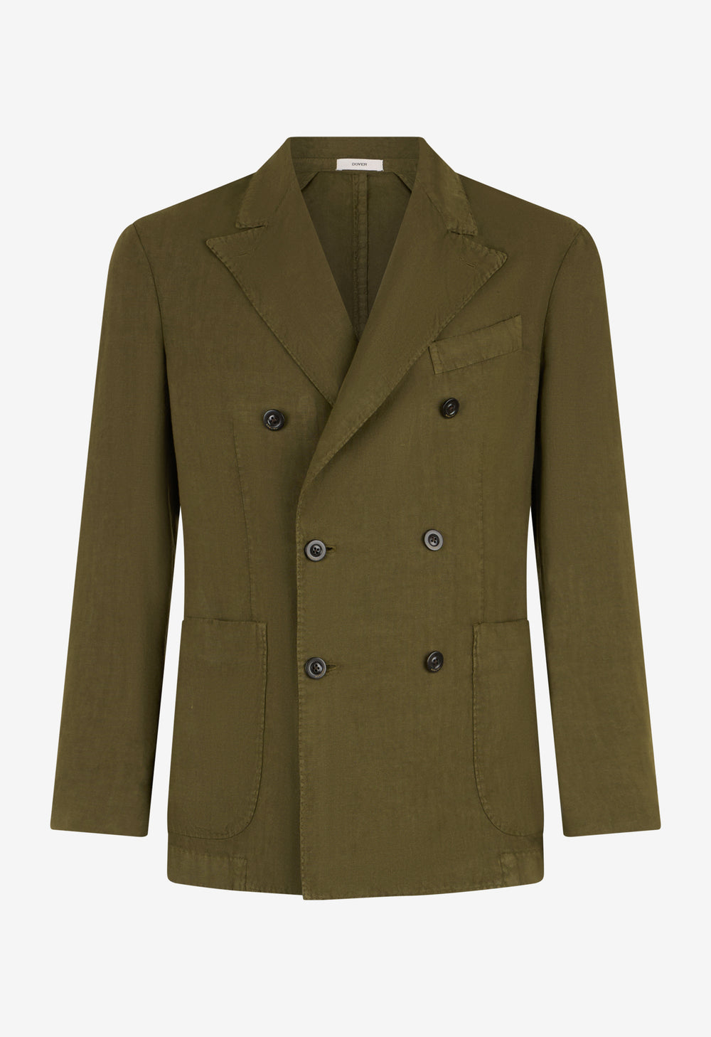 Green Garment Dyed Linen Double-Breasted Dover Jacket