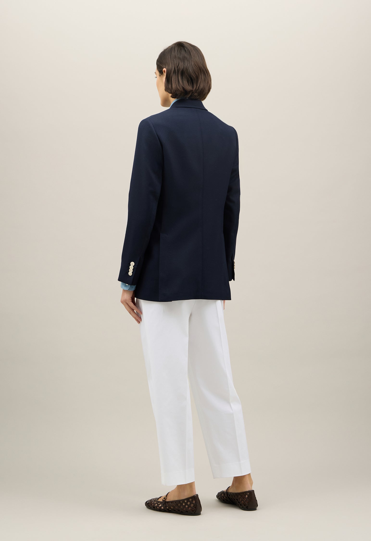 Blazer Maia in lana leggera a nido d'ape blu