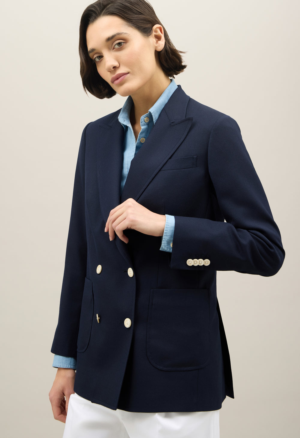 Blue Light Wool Honeycomb Maia Blazer