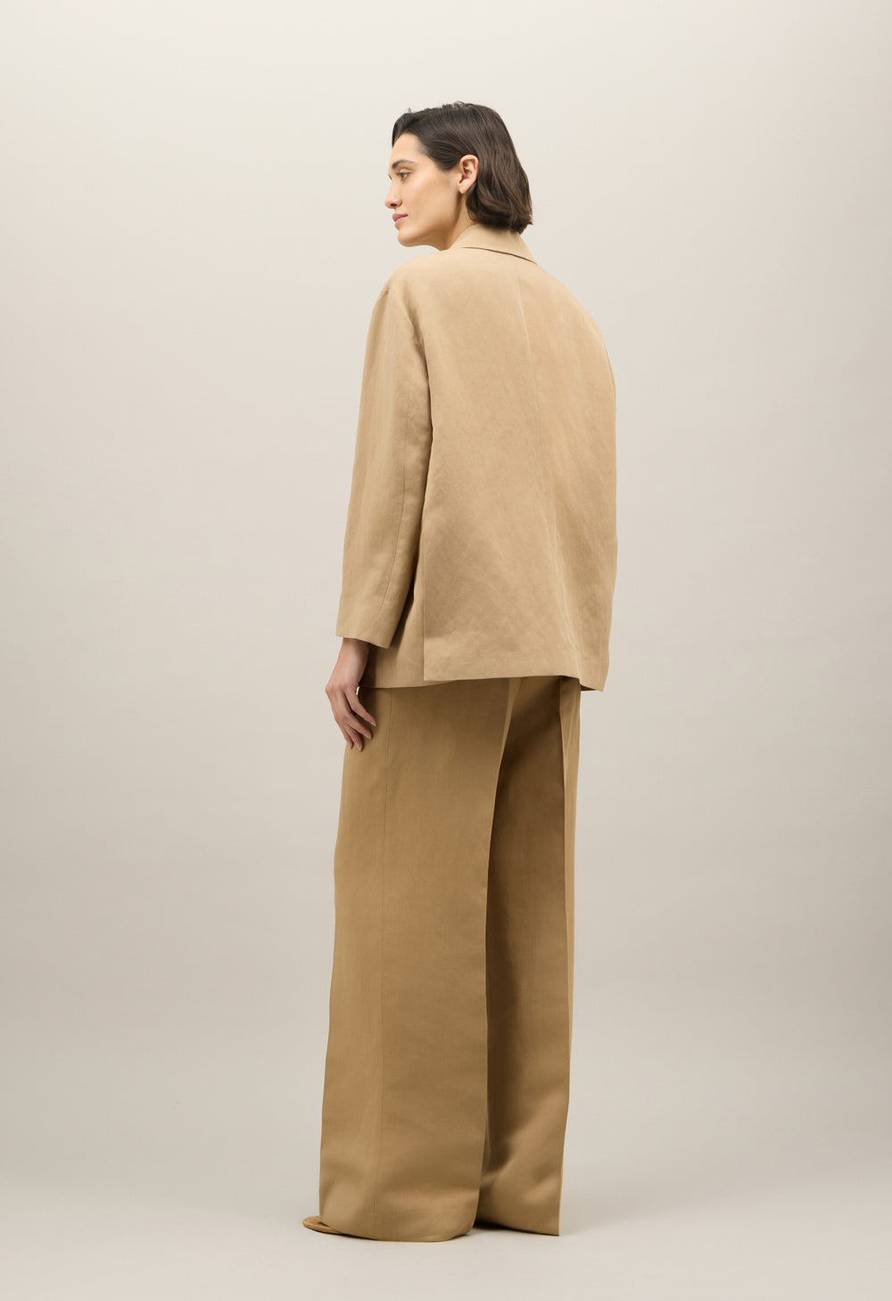 Beige Linen Tencel satin Otta Blazer