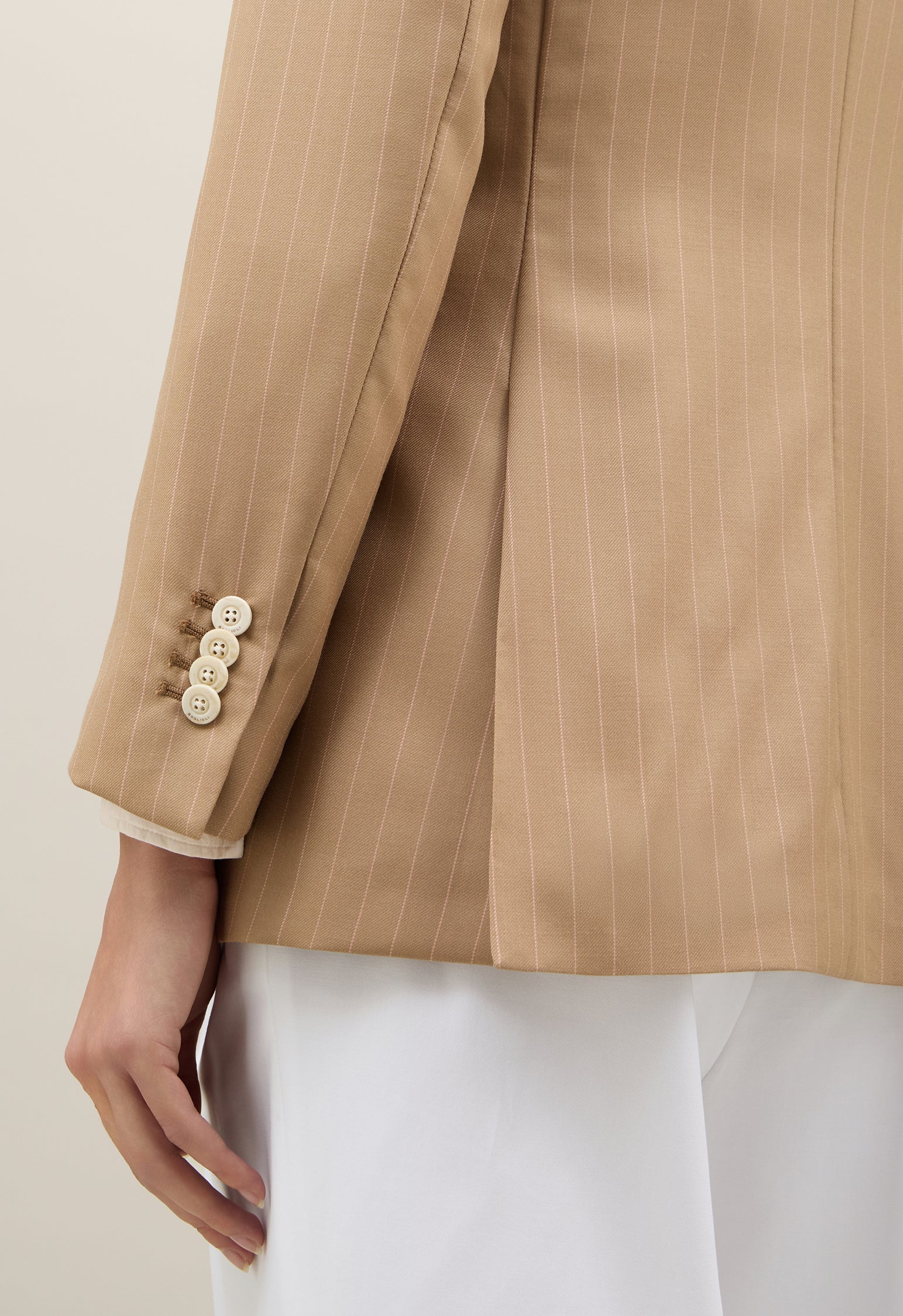 Beiger Blazer Bianca aus Wolle mit Nadelstreifen