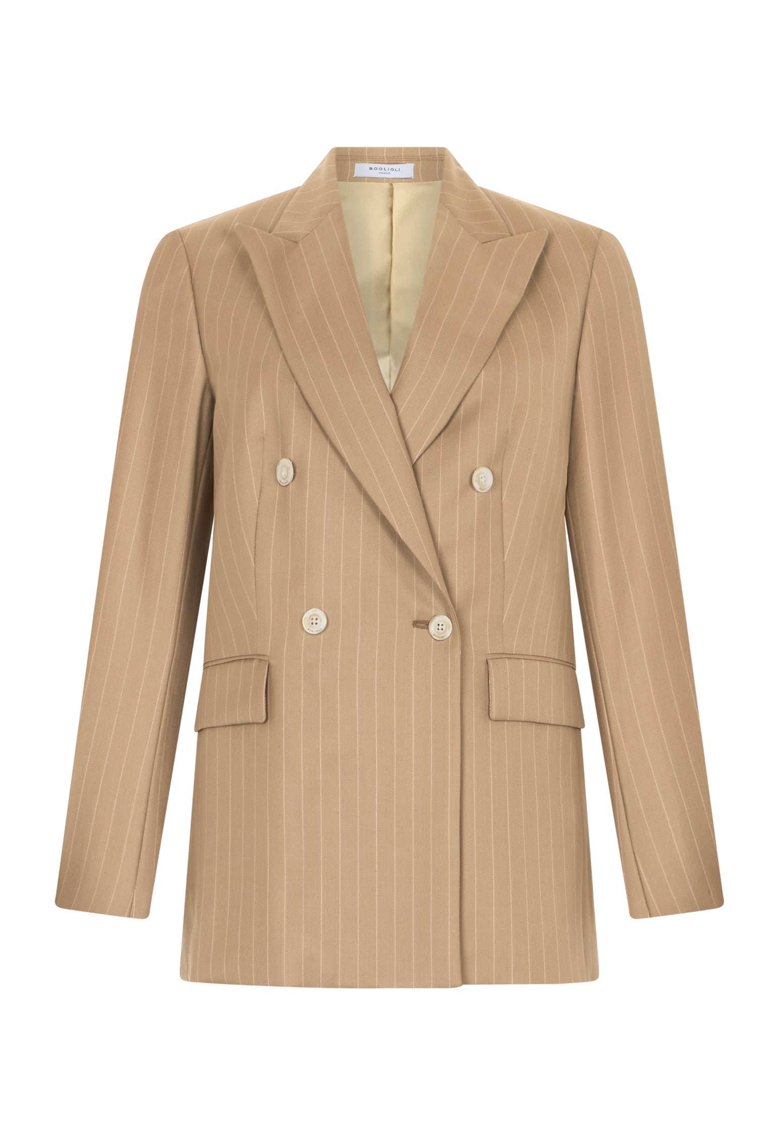 Beiger Blazer Bianca aus Wolle mit Nadelstreifen