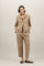 Brown Blended Linen herringbone Margot Blazer