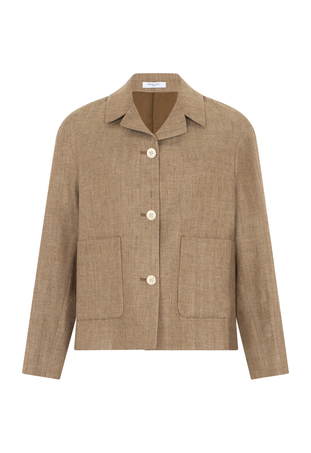 Brown Blended Linen herringbone Margot Blazer