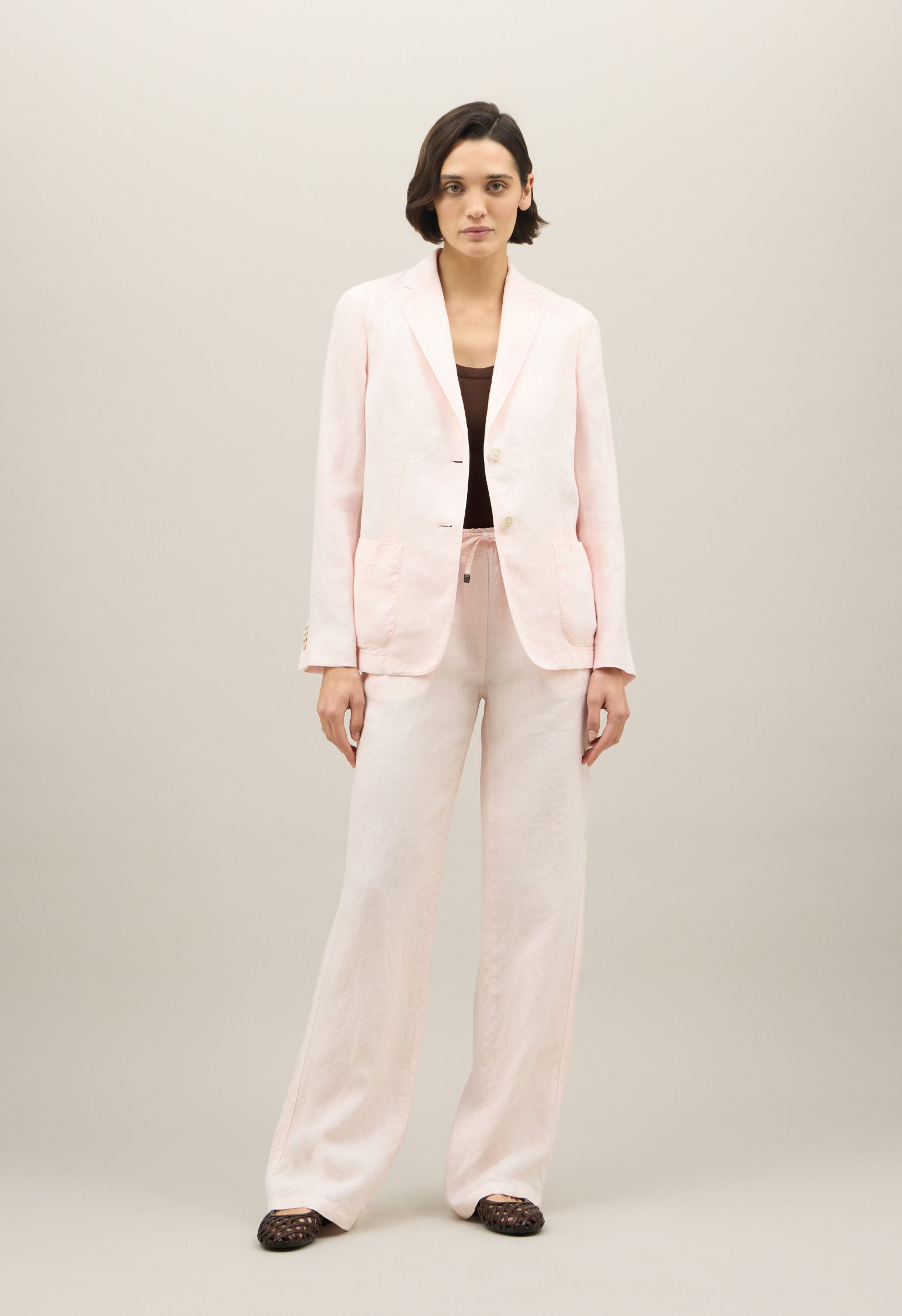 Blazer Brera in linto tinto in capo rosa