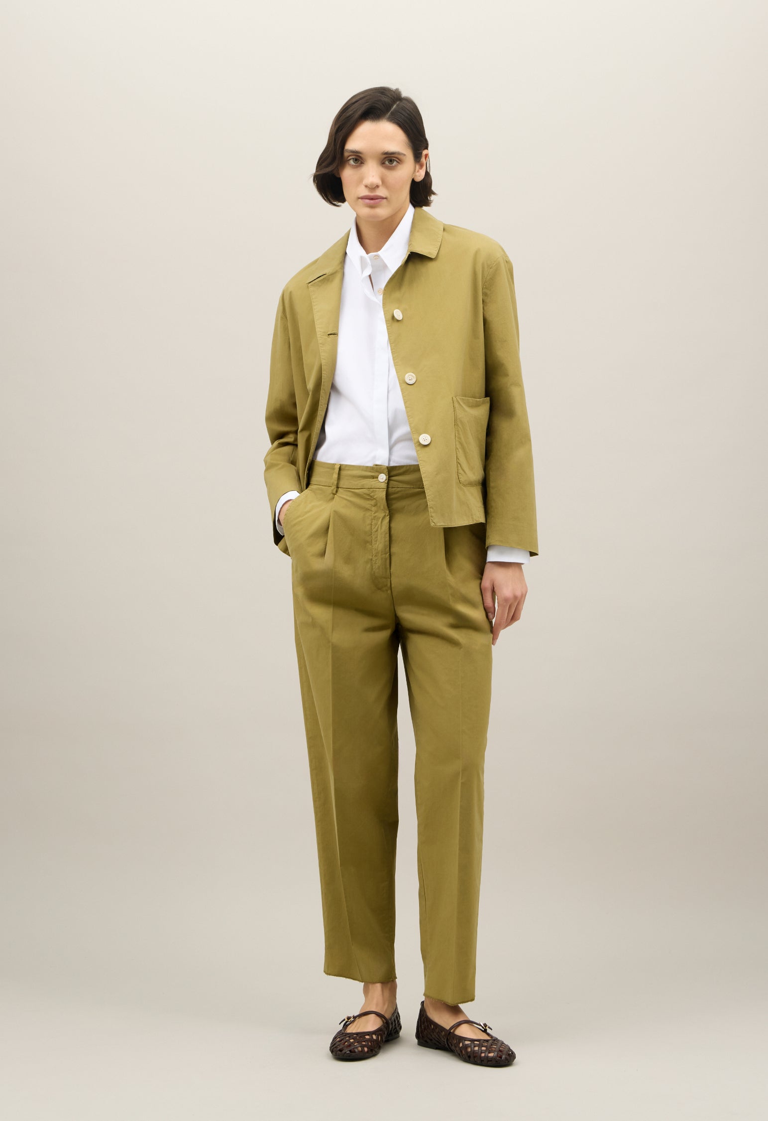 Blazer Margot in popeline leggero verde